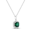 Thumbnail Image 2 of Cushion-Cut Lab-Created Emerald & Diamond Necklace 1/8 ct tw 10K White Gold 18&quot;