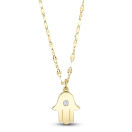 Shy Creation Diamond Accent Hamsa Necklace 14K Yellow Gold SC55025612