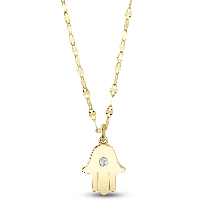 Main Image 1 of Shy Creation Diamond Accent Hamsa Necklace 14K Yellow Gold SC55025612