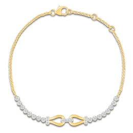 Diamond Linked Teardrops Bracelet 1/4 ct tw 10K Yellow Gold 7.5&quot;