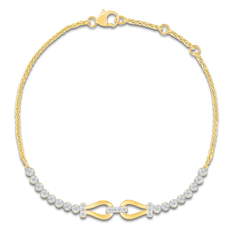 Main Image 1 of Diamond Linked Teardrops Bracelet 1/4 ct tw 10K Yellow Gold 7.5&quot;