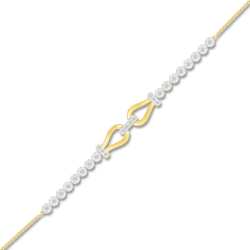 Main Image 2 of Diamond Linked Teardrops Bracelet 1/4 ct tw 10K Yellow Gold 7.5&quot;