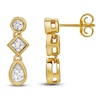 Thumbnail Image 2 of Blue Nile X Jared Pear, Princess & Round-Cut Three-Stone Drop Earrings 1 ct tw 14K Yellow Gold