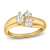 Thumbnail Image 0 of Blue Nile X Jared Princess, Pear & Round-Cut Diamond Three-Stone Curve Ring 3/4 ct tw 14K Yellow Gold