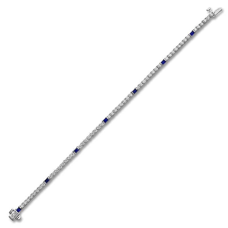 Blue Nile X Jared Baguette-Cut Natural Blue Sapphire & Diamond Tennis Bracelet 2 ct tw 14K White Gold 7"