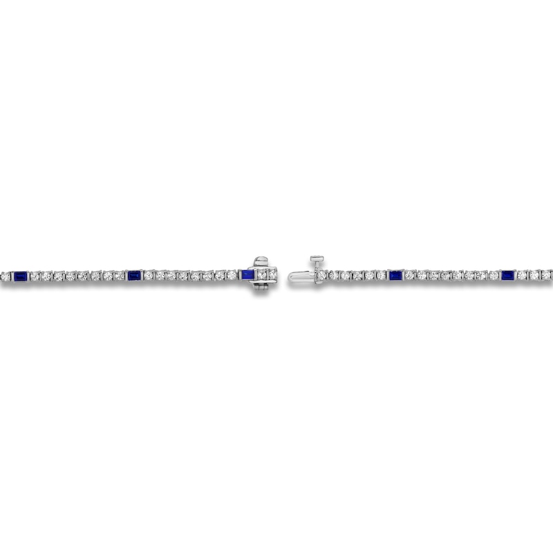 Blue Nile X Jared Baguette-Cut Natural Blue Sapphire & Diamond Tennis Bracelet 2 ct tw 14K White Gold 7"