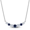 Thumbnail Image 0 of Blue Nile X Jared Natural Blue Sapphire & Diamond Graduated Smile Necklace 1/2 ct tw 14K White Gold 18"