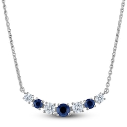 Blue Nile X Jared Natural Blue Sapphire & Diamond Graduated Smile Necklace 1/2 ct tw 14K White Gold 18&quot;