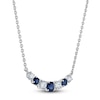 Thumbnail Image 1 of Blue Nile X Jared Natural Blue Sapphire & Diamond Graduated Smile Necklace 1/2 ct tw 14K White Gold 18"