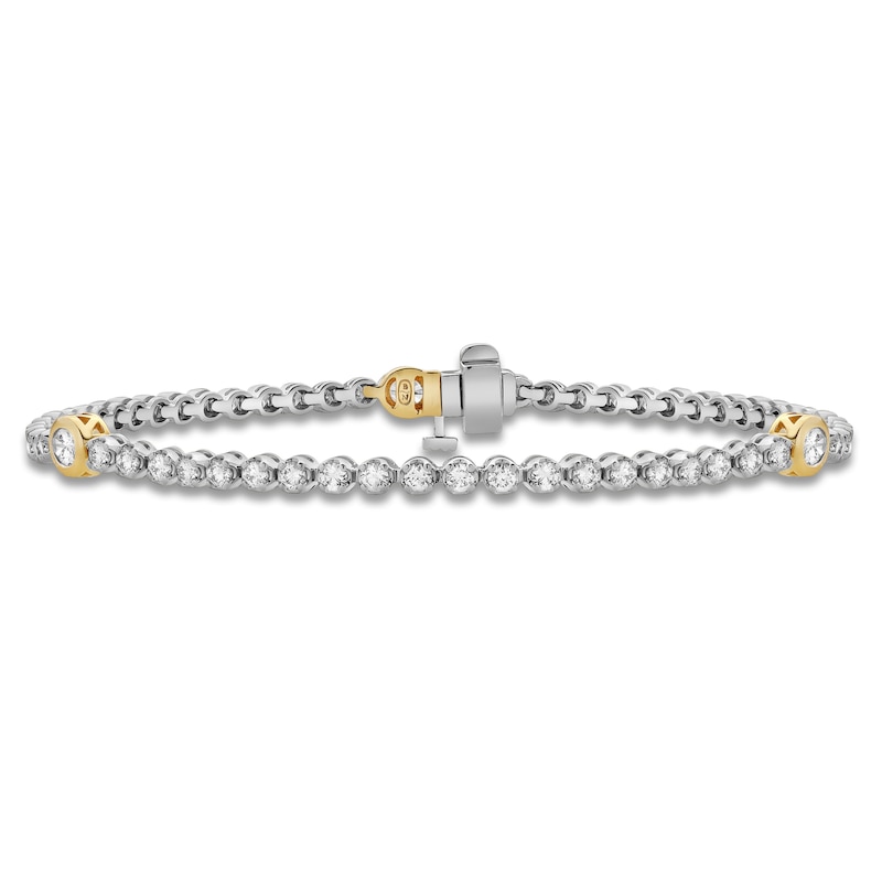 Blue Nile X Jared Diamond Bezel-Set Station Tennis Bracelet 2 ct tw 14K Two-Tone Gold 7"