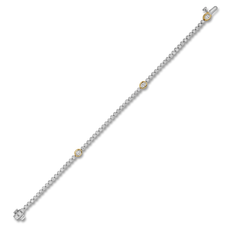 Blue Nile X Jared Diamond Bezel-Set Station Tennis Bracelet 2 ct tw 14K Two-Tone Gold 7"