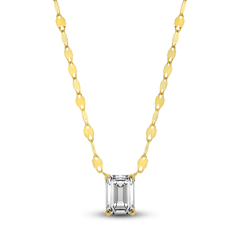 Blue Nile X Jared Emerald-Cut Diamond Valentino Chain Necklace 1 ct tw 14K Yellow Gold 18"