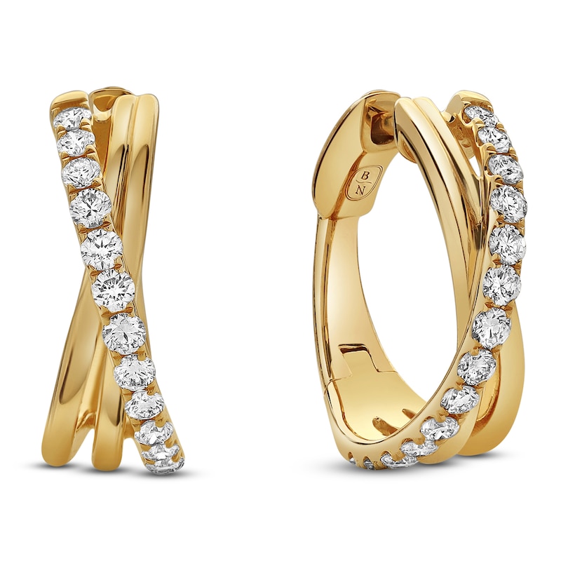 Blue Nile X Jared Diamond Crossover Huggie Hoop Earrings 1 ct tw 14K Yellow Gold