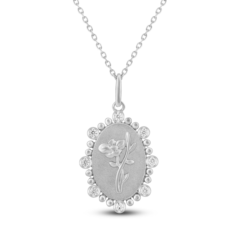 Main Image 1 of Poppy Birth Flower Diamond Necklace 1/4 ct tw Sterling Silver 18&quot;