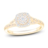 Thumbnail Image 1 of Multi-Diamond Cushion Halo Promise Ring 1/3 ct tw 10K Yellow Gold