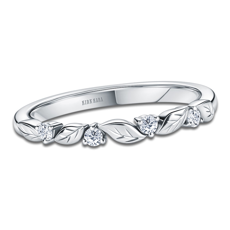 Main Image 1 of Kirk Kara Diamond Four-Stone Leaf Wedding Band 1/15 ct tw Platinum