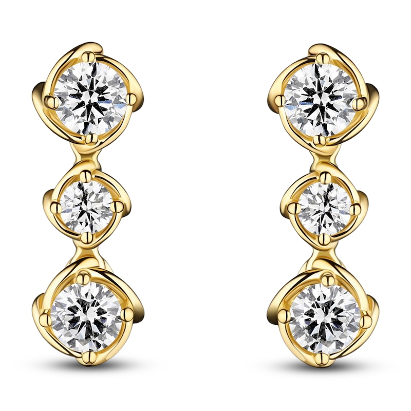 Main Image 1 of Matinee by A Link Diamond Abbracci Three-Stone Drop Earrings 1/2 ct tw 18K Yellow Gold