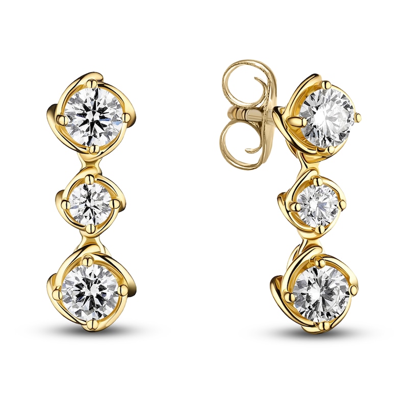 Main Image 2 of Matinee by A Link Diamond Abbracci Three-Stone Drop Earrings 1/2 ct tw 18K Yellow Gold