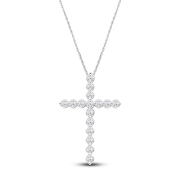 Lab-Created Diamond Cross Necklace 2 ct tw 14K White Gold 18&quot;