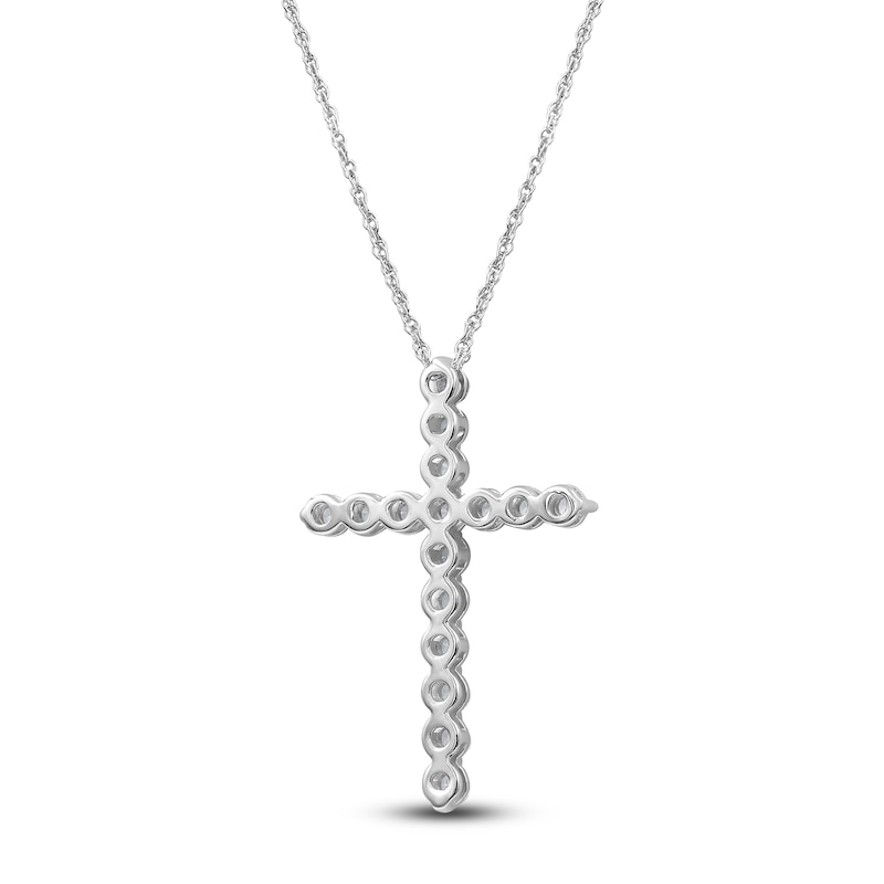 Main Image 4 of Lab-Created Diamond Cross Necklace 2 ct tw 14K White Gold 18&quot;