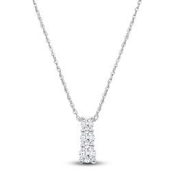 Lab-Created Diamond Graduated Three-Stone Stack Necklace 1/4 ct tw 14K White Gold 18&quot;