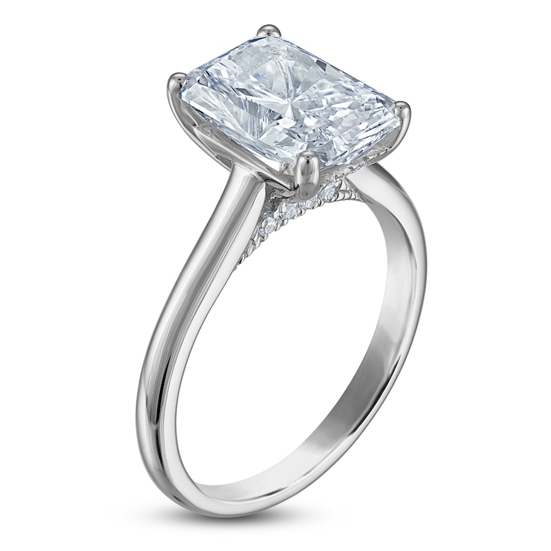 Main Image 2 of Radiant-Cut Lab-Created Diamond Solitaire Plus Engagement Ring 3 ct tw Platinum (VS2/F)