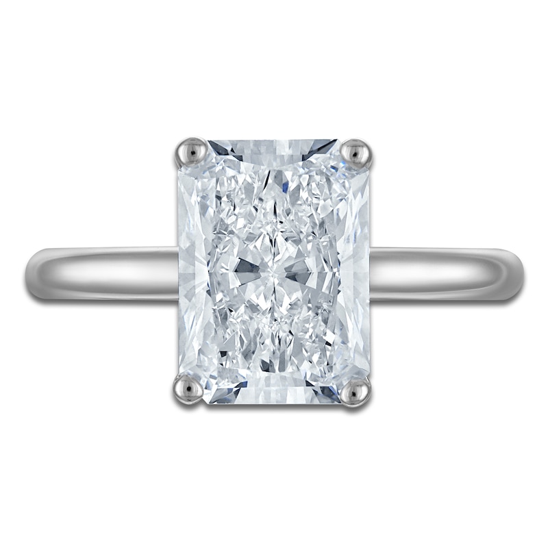 Main Image 3 of Radiant-Cut Lab-Created Diamond Solitaire Plus Engagement Ring 3 ct tw Platinum (VS2/F)