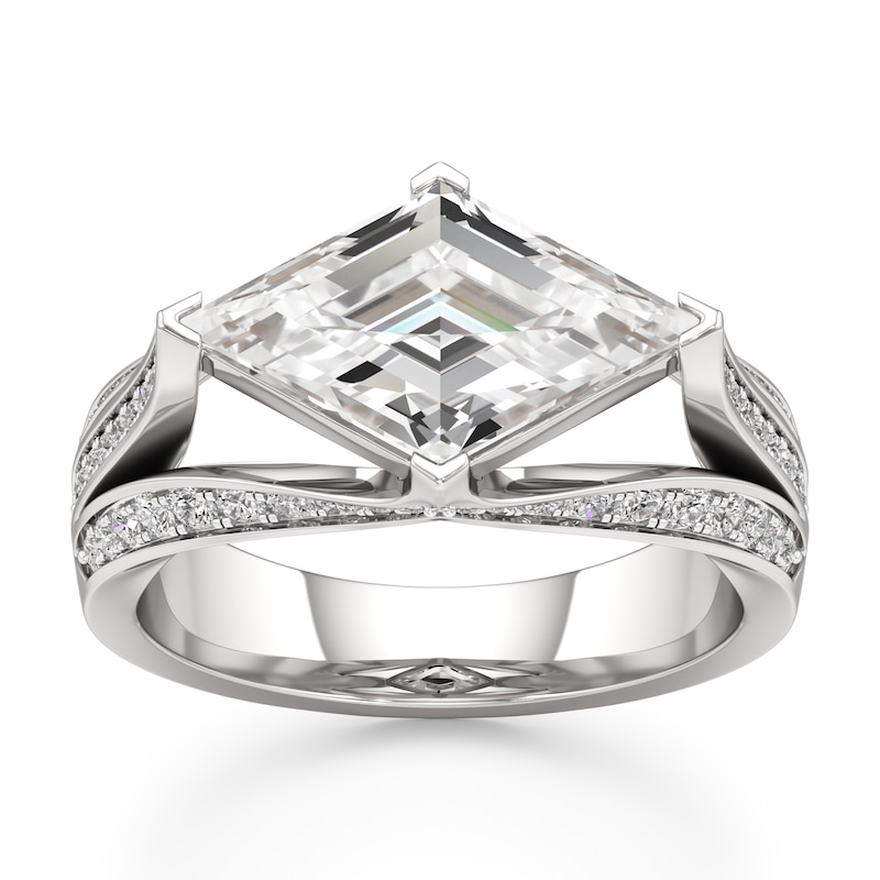 Main Image 1 of J'Lure Lab-Created Diamond Lozenge Step-Cut Engagement Ring 3-1/2 ct tw 18K White Gold