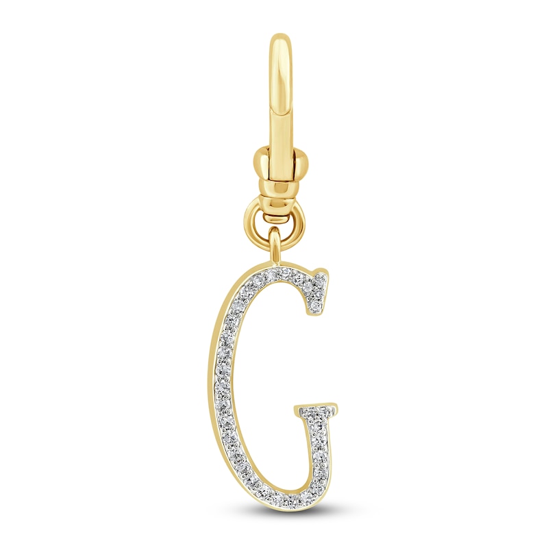 Main Image 1 of Charm'd by Lulu Frost Diamond Letter G Charm 1/18 ct tw Pavé Round 10K Yellow Gold