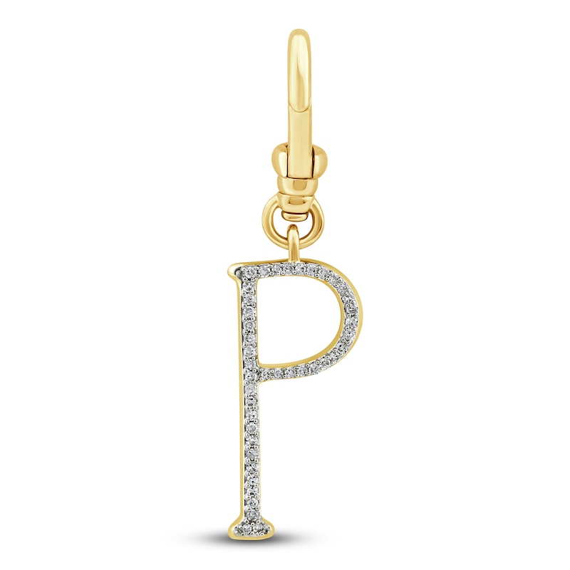 Main Image 1 of Charm'd by Lulu Frost Diamond Letter P Charm 1/15 ct tw Pavé Round 10K Yellow Gold