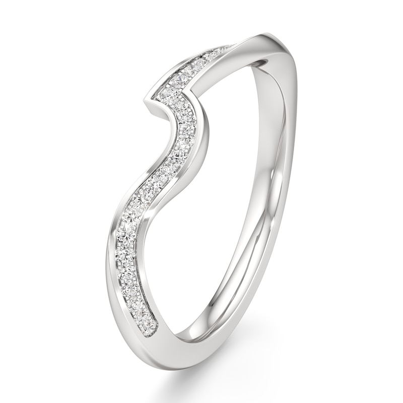 Main Image 4 of J'Lure Lab-Created Diamond Contour Wedding Band 1/6 ct tw 18K White Gold