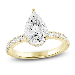 Pear-Shaped Lab-Created Diamond Engagement Ring 2-1/2 ct tw 14K Yellow Gold