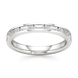 J'Lure Baguette & Round-Cut Lab-Created Diamond Wedding Band 3/8 ct tw 18K White Gold