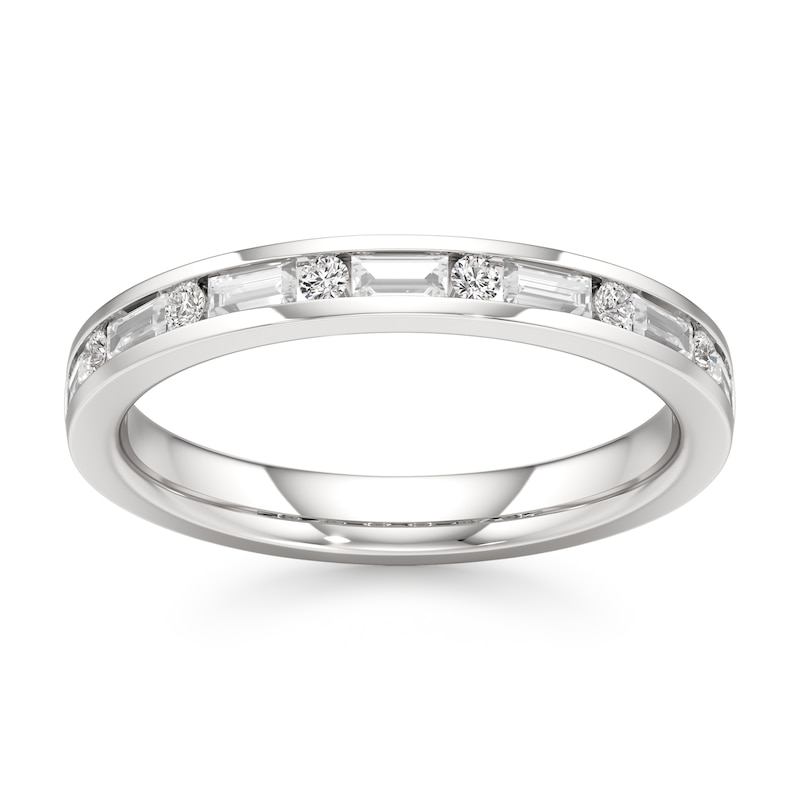 Main Image 1 of J'Lure Baguette & Round-Cut Lab-Created Diamond Wedding Band 3/8 ct tw 18K White Gold