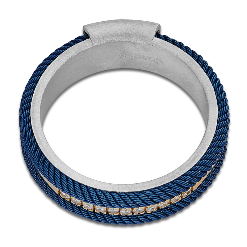 Main Image 3 of Baraka Men's Diamond Cord Ring 1/10 ct tw Sterling Silver, Stainless Steel & 18K Yellow Gold