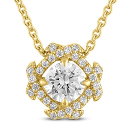 Unspoken Diamond Halo Necklace 1-1/4 ct tw 14K Yellow Gold 18&quot;