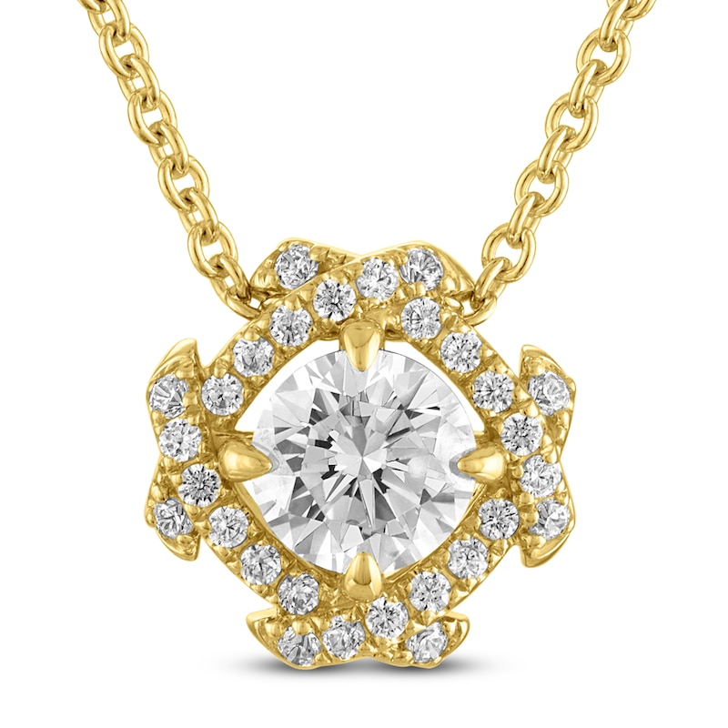 Main Image 1 of Unspoken Diamond Halo Necklace 1-1/4 ct tw 14K Yellow Gold 18&quot;