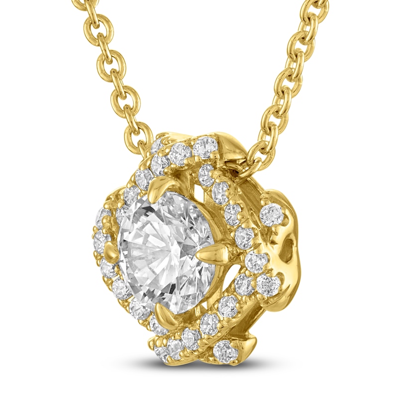 Main Image 2 of Unspoken Diamond Halo Necklace 1-1/4 ct tw 14K Yellow Gold 18&quot;