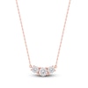 Thumbnail Image 1 of Lab-Created Diamond Three-Stone Necklace 1 ct tw 14K Rose Gold 18&quot;