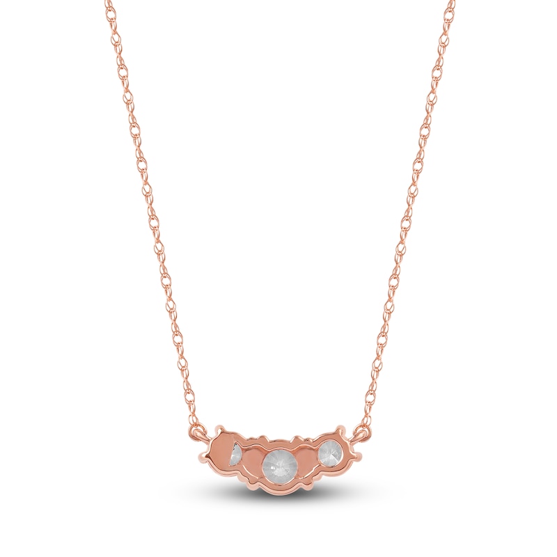 Main Image 3 of Lab-Created Diamond Three-Stone Necklace 1 ct tw 14K Rose Gold 18&quot;