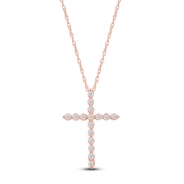 Lab-Created Diamond Cross Necklace 1/2 ct tw 14K Rose Gold 18&quot;