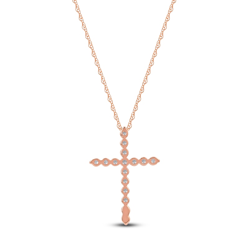 Main Image 3 of Lab-Grown Diamond Cross Necklace 1/2 ct tw 14K Rose Gold 18"