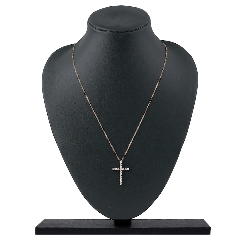 Main Image 5 of Lab-Grown Diamond Cross Necklace 1/2 ct tw 14K Rose Gold 18"