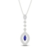 Thumbnail Image 1 of Marquise-Cut Blue Lab-Created Sapphire & White Lab-Created Sapphire Drop Necklace Sterling Silver 18&quot;