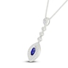 Thumbnail Image 2 of Marquise-Cut Blue Lab-Created Sapphire & White Lab-Created Sapphire Drop Necklace Sterling Silver 18&quot;