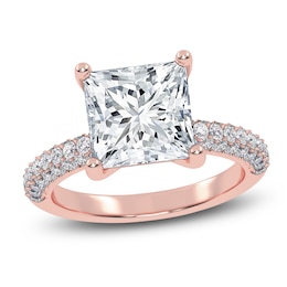 Princess-Cut Lab-Created Diamond Engagement Ring 2-1/2 ct tw 14K Rose Gold