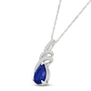 Thumbnail Image 2 of Pear-Shaped Blue Lab-Created Sapphire & White Lab-Created Sapphire Ribbon Necklace Sterling Silver 18&quot;