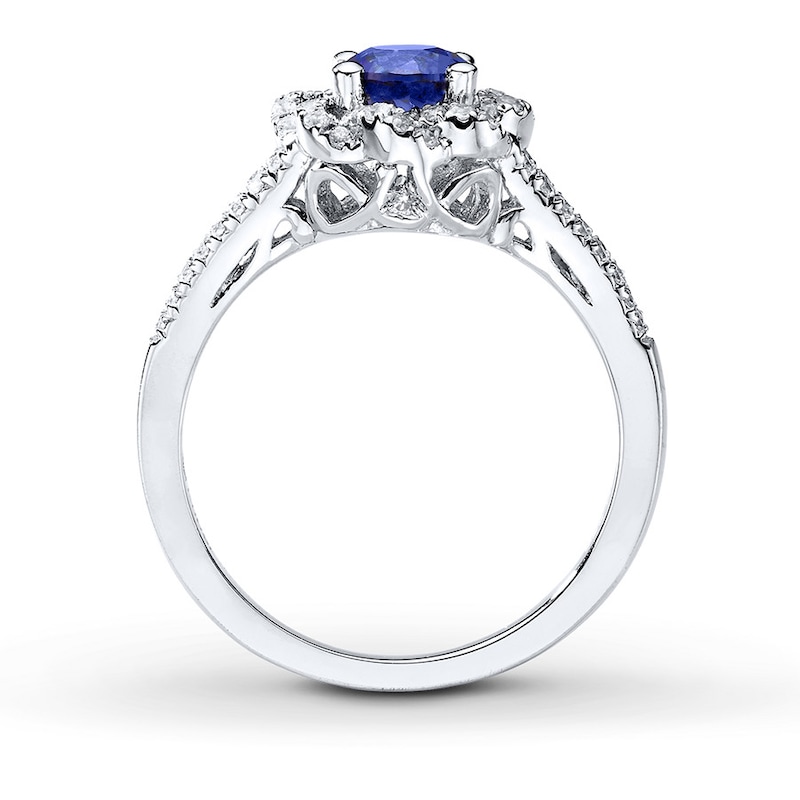 Natural Sapphire Ring 1/3 ct tw Diamonds 14K White Gold | Jared