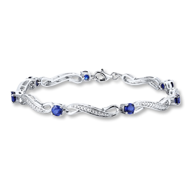 Lab-Created Sapphire Sterling Silver 7-inch Bracelet