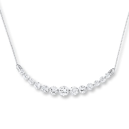 White Lab-Created Sapphire Necklace 10K White Gold